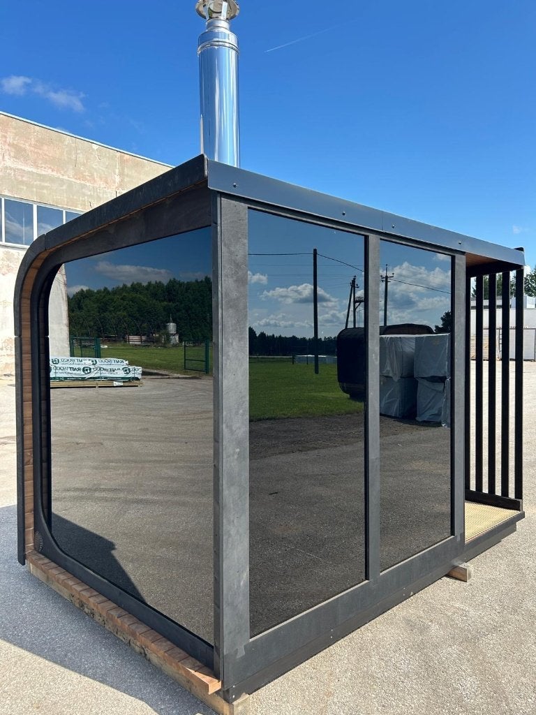 Quattrö 3 mtr. luxe thermohout panorama buitensauna + douche, Ophalen, Fins of Traditioneel, WellnessandGarden, Nieuw