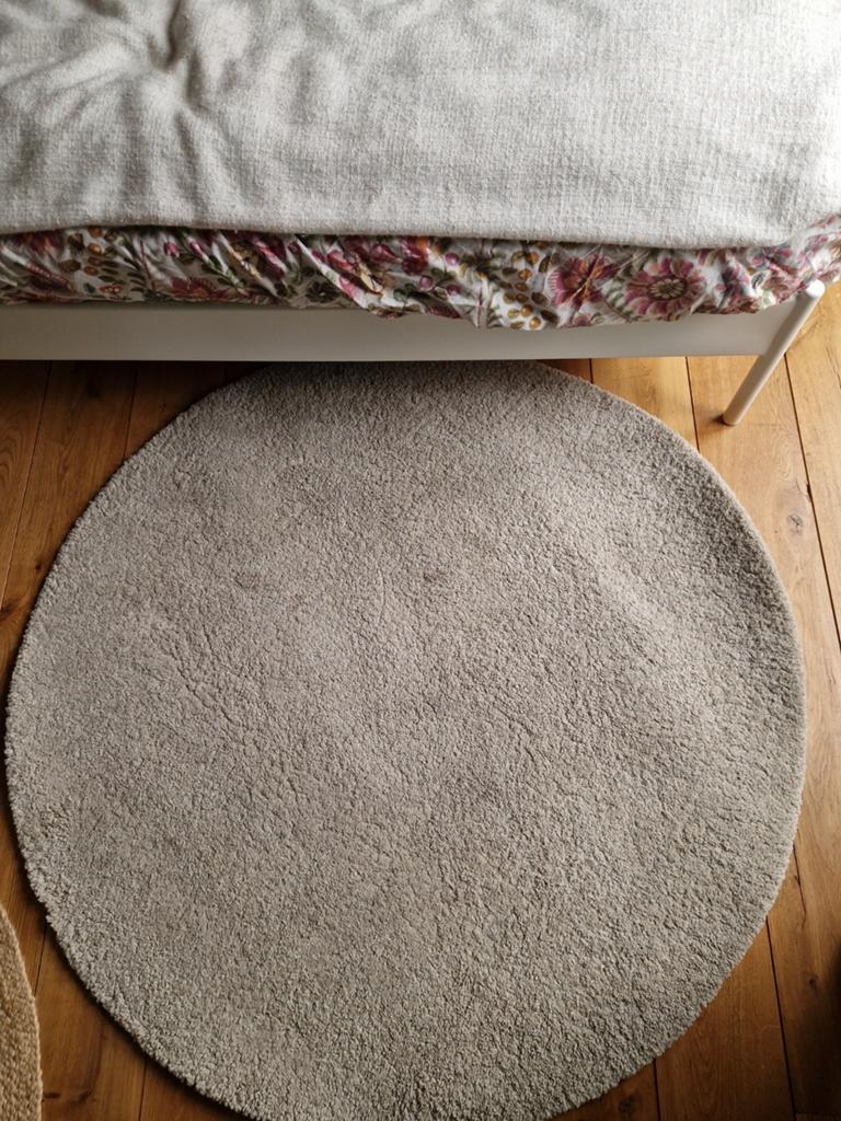 Rond vloerkleed Ikea Adum creme/beige, Crème, Rond, Ophalen of Verzenden, Zo goed als nieuw