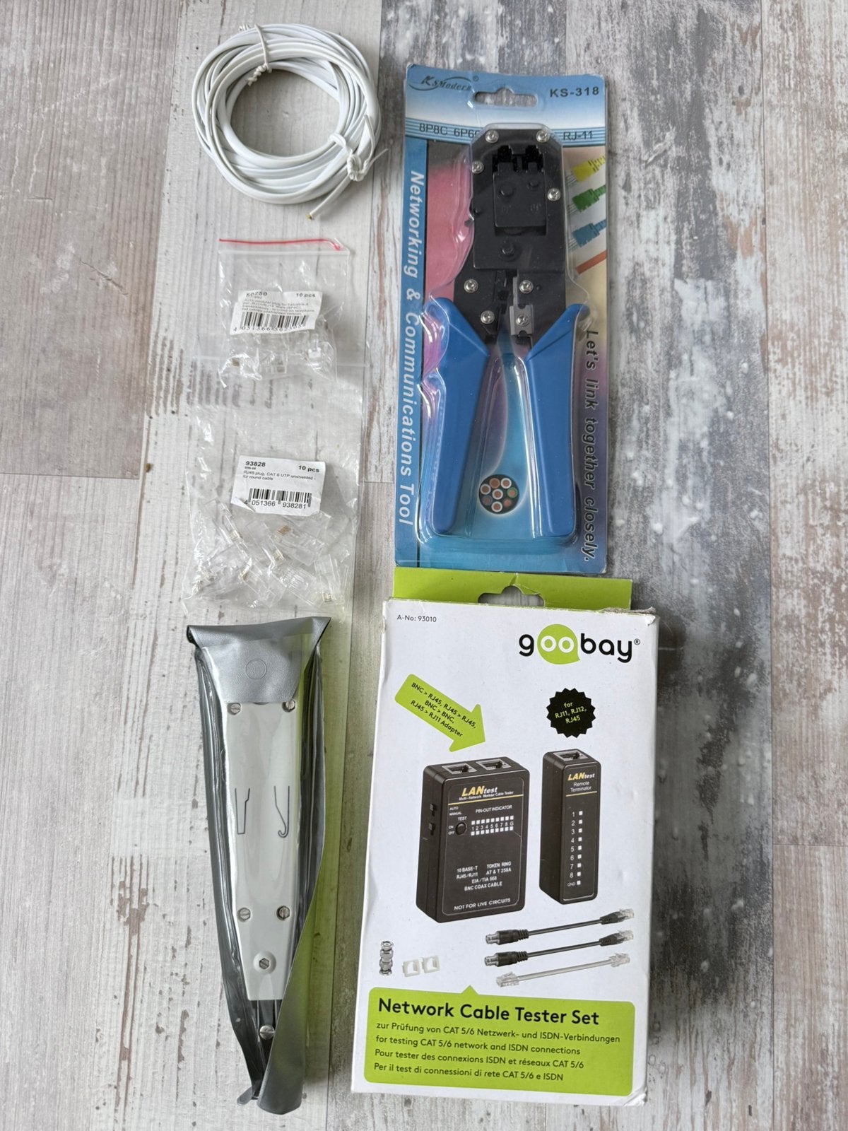 Set netwerktools RJ45/RJ11 krimptang tester LSA tool, Ophalen of Verzenden, Zo goed als nieuw, Gereedschapsset, Overige merken