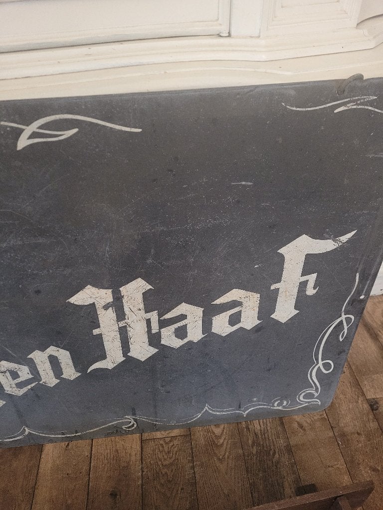 Zeer oud dubbelzijdig metalen uithangbord mancave, Gebruikt, Belle Vieille Brocante, Ophalen of Verzenden, Jolandamonsieurs@gmail.com