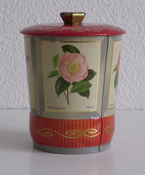 Blik / Koektrommel Camelia Japonica, Verzamelen, Blikken, Ophalen of Verzenden, Gebruikt, Koek(jes), Bolletje