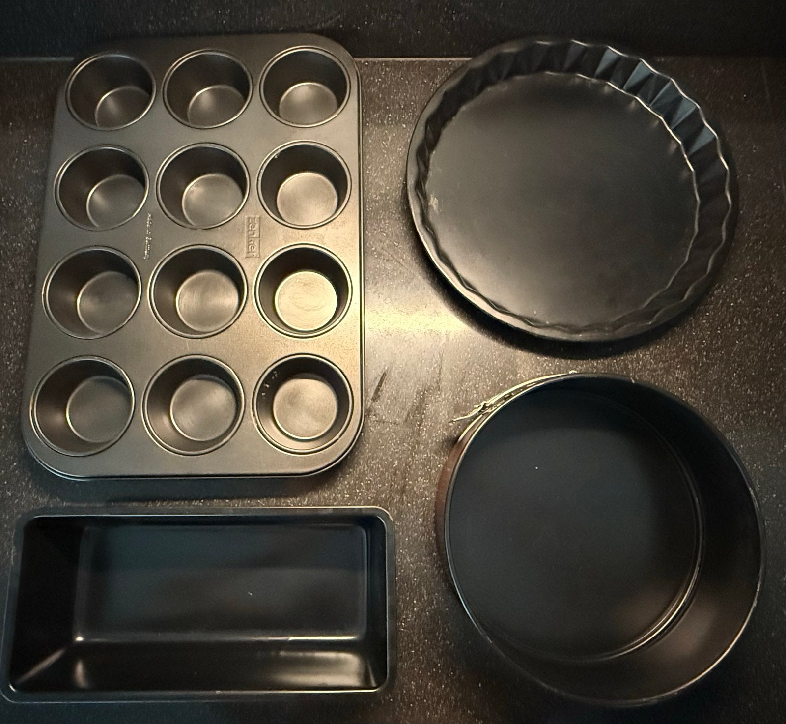 Bakvormen set: muffin, cake, spring- en quichevorm, Ophalen, Zwart, Metaal, Overige merken
