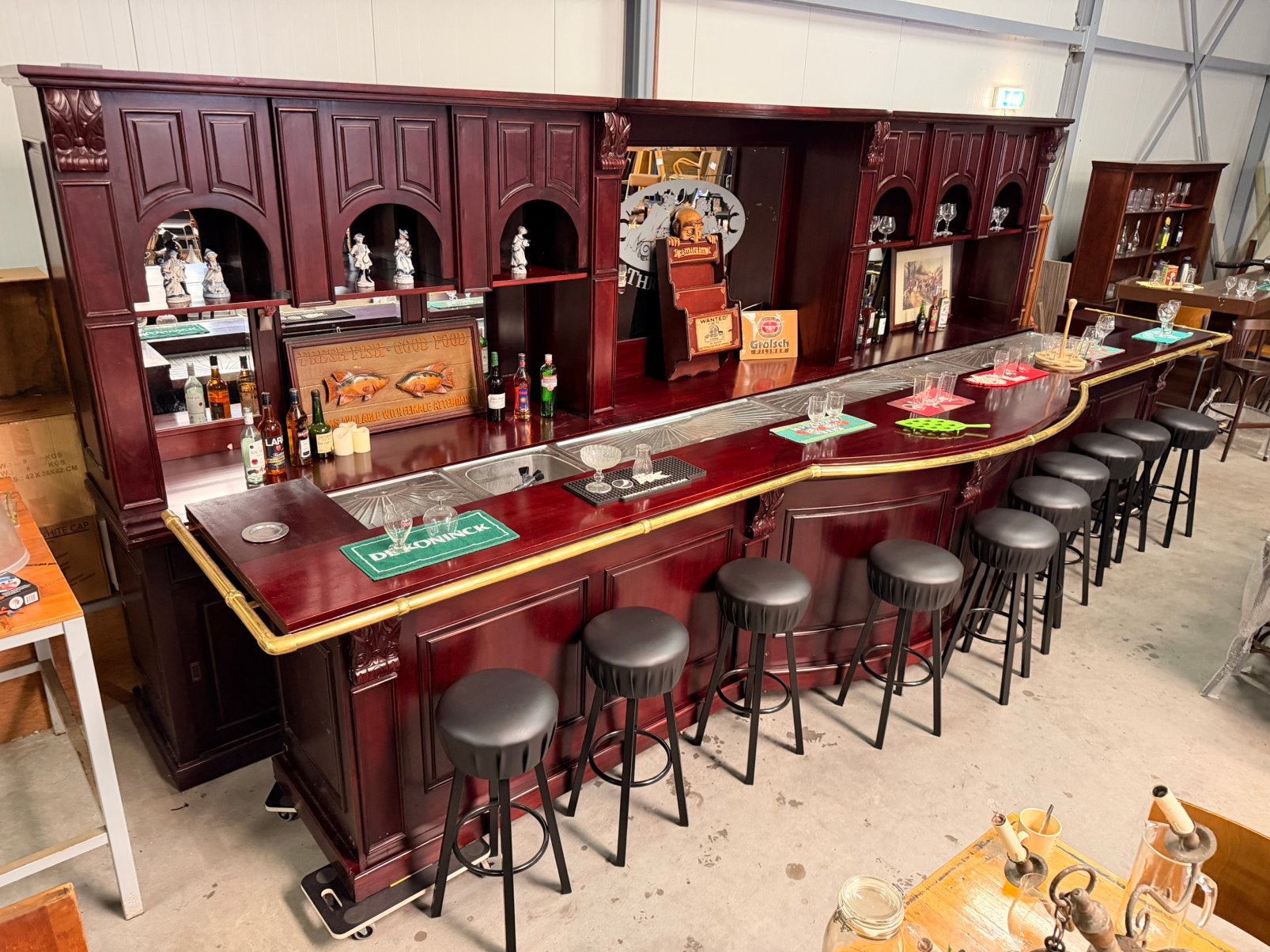 Engelse pub bar mahoniehout toog kroeg mancave vintage retro, Ophalen of Verzenden, Zo goed als nieuw