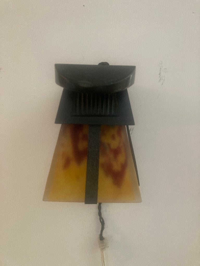 Max Verrier wandlamp met gesigneerd Daum glas, Antiek en Kunst, Ophalen of Verzenden