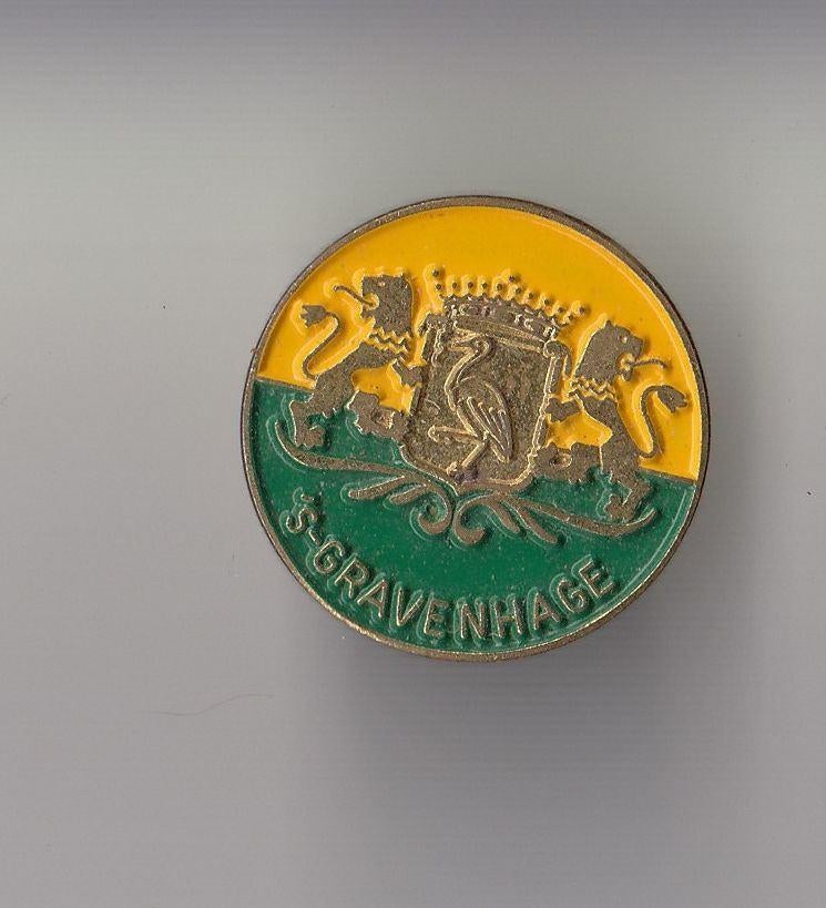 Den Haag Ooievaar pin stadswapen vlag, Gebruikt, Niet vindbaar, Niet vindbaar, Speldje of Pin
