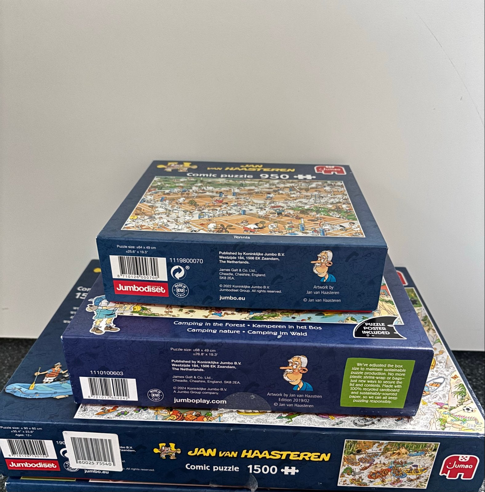 Jan van Haasteren Puzzelpakket - 3 Puzzels, Ophalen of Verzenden, 500 t/m 1500 stukjes, Gebruikt, Legpuzzel