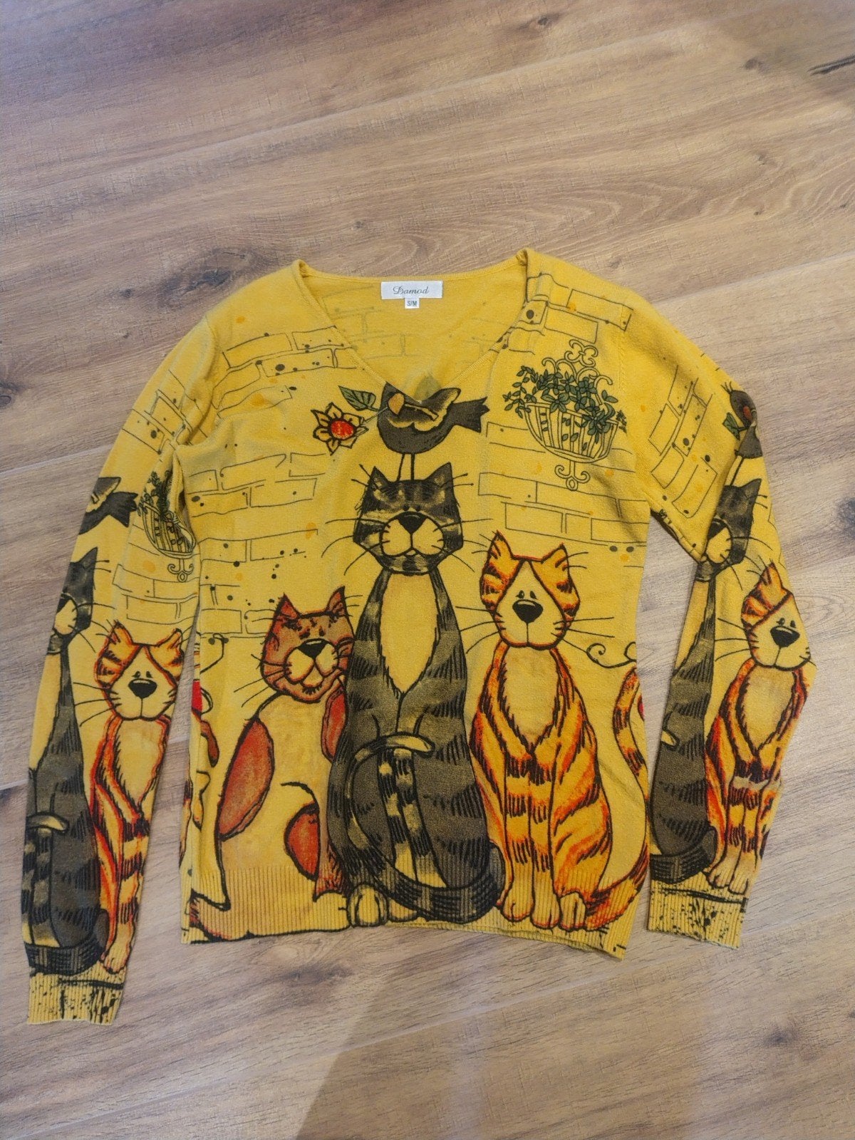 Als nieuw, trui katten print, maat S/M, Ophalen of Verzenden, Zo goed als nieuw, Maat 38/40 (M)
