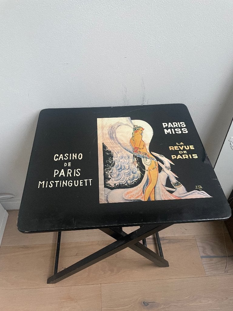Inklapbaar bijzettafeltje vintage, Ophalen, Minder dan 55 cm, Gebruikt, Rechthoekig