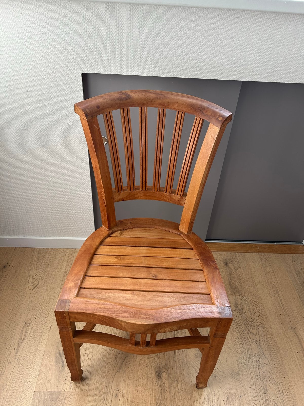 6 Teakhouten stoelen, Huis en Inrichting, Ophalen, Gebruikt, Bruin, Vijf, Zes of meer stoelen
