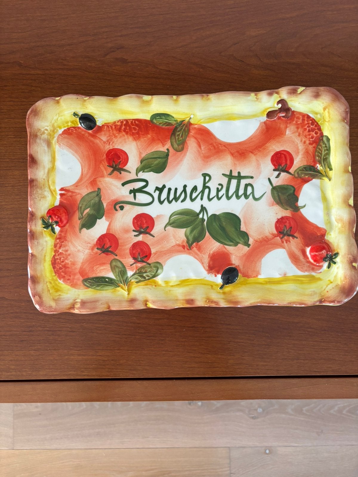 Bruschetta schaal/ italiaanse schaal/ platte serveerschaal, Ophalen of Verzenden, Zo goed als nieuw, Overige stijlen, Schaal of Schalen