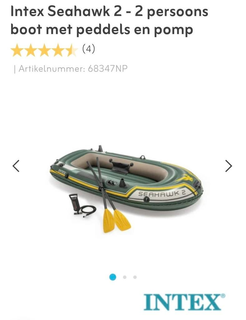 Intex Seahawk 2 persoons boot met peddels en pomp, Watersport en Boten, Ophalen, Met peddels, Overige typen, Twee personen