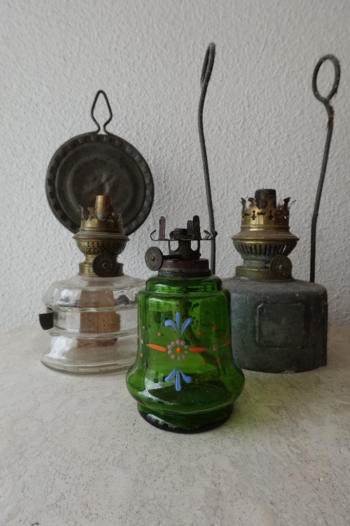 3 olielampen zonder windglas olielamp petroleumlamp lamp, Ophalen of Verzenden, Gebruikt, Metaal, Windlicht
