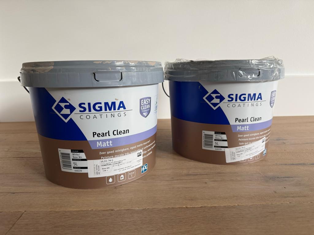 Sigma Pearl Clean Matt - Grey Clay 74 (ca. 9 liter), Ophalen, 5 tot 10 liter, Beige, Nieuw