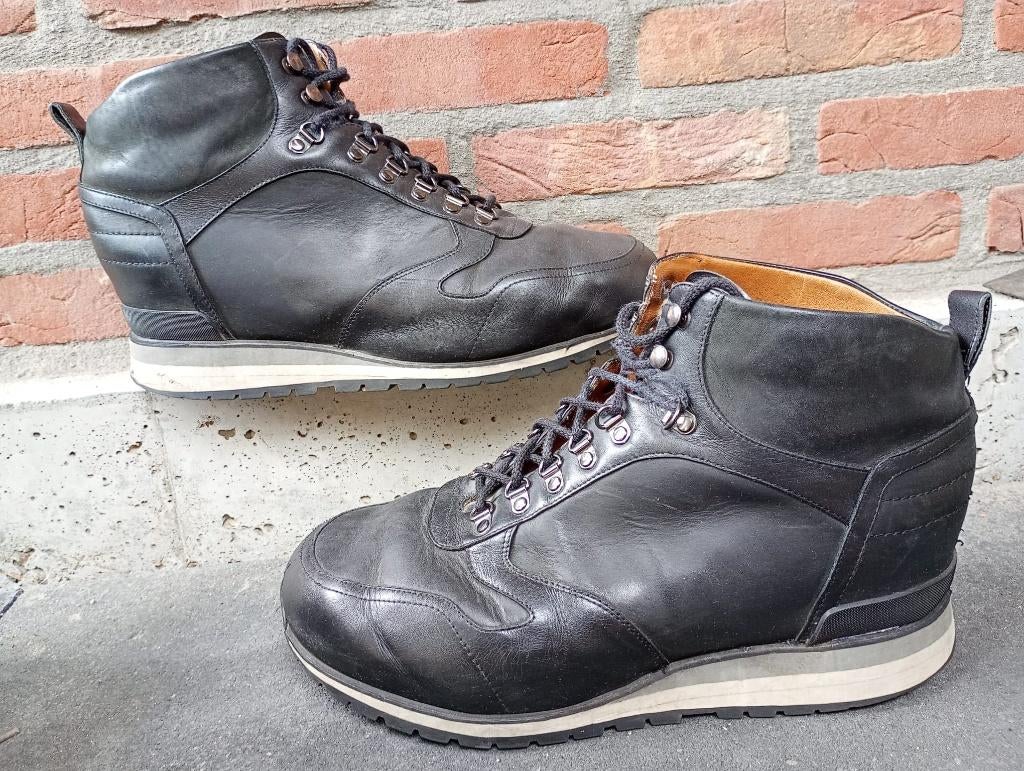 Zwarte lederen Orthopedische veterschoenen halfhoog 48, Ophalen of Verzenden, Zo goed als nieuw, Zwart