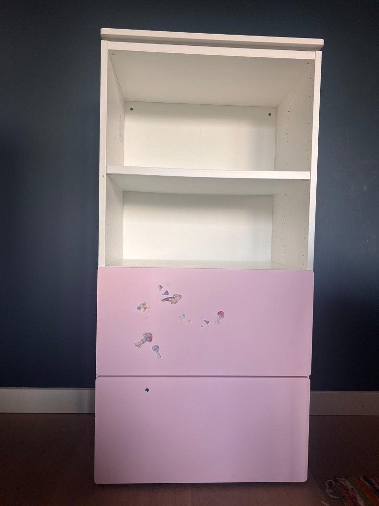 Boekenkast IKEA SMÅSTAD – lichtroze – met 2 lades, Ophalen, Gebruikt, 100 tot 150 cm, 50 tot 100 cm