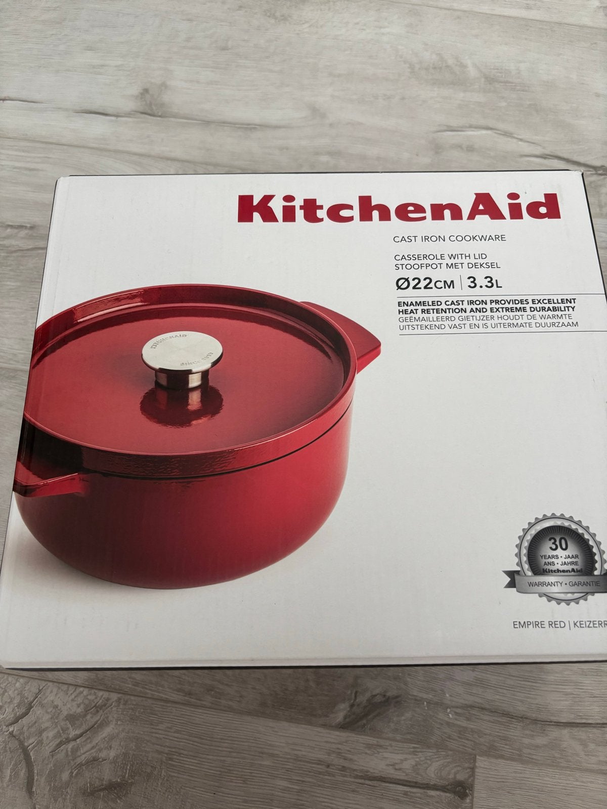 KitchenAid Gietijzeren Braadpan 22cm - Empire Rood, Huis en Inrichting, Keuken | Potten en Pannen, Nieuw, Ophalen of Verzenden