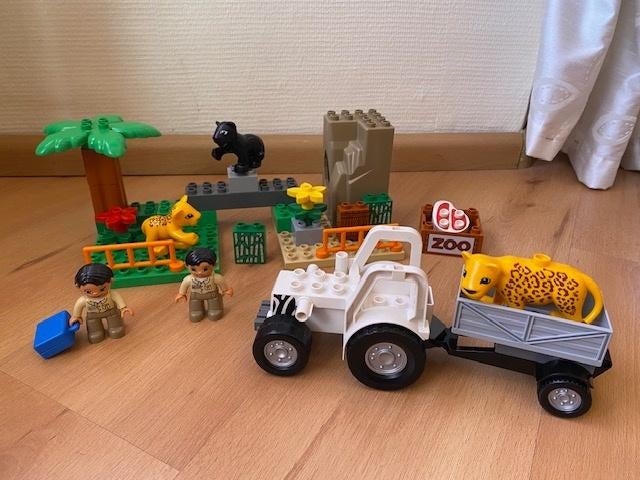 Duplo, tijger (dier) verblijf, tractor aanhanger, poppetjes, Ophalen of Verzenden, Gebruikt, Duplo