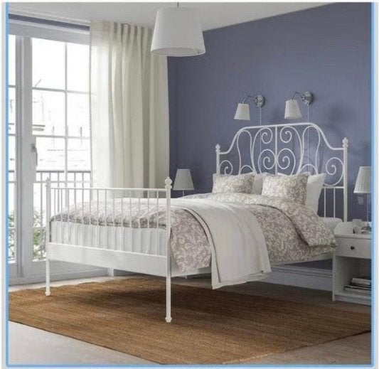 Leirvik Ikea bed tweepersoons 1.40 - 2.00 m, Ophalen, Wit, Tweepersoons, 140 cm