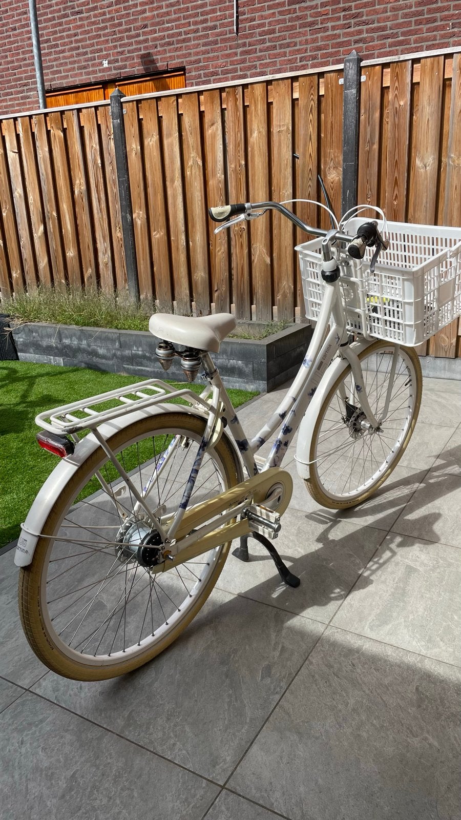 Cortina U5 Transportfiets Dames - Wit met bloemen, Terugtraprem, Gebruikt, Versnellingen, 50 tot 53 cm