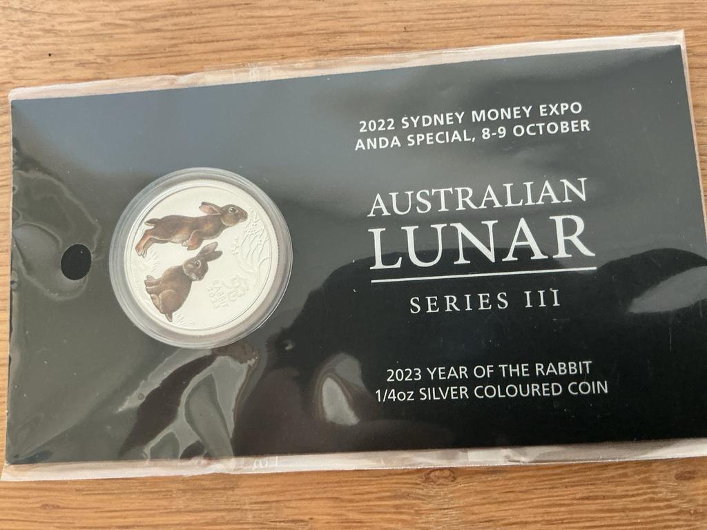 2023 Australian Lunar Konijn 1/4oz Zilveren Kleurenmunt, Ophalen of Verzenden, Oost-Azië, Losse munt, Zilver