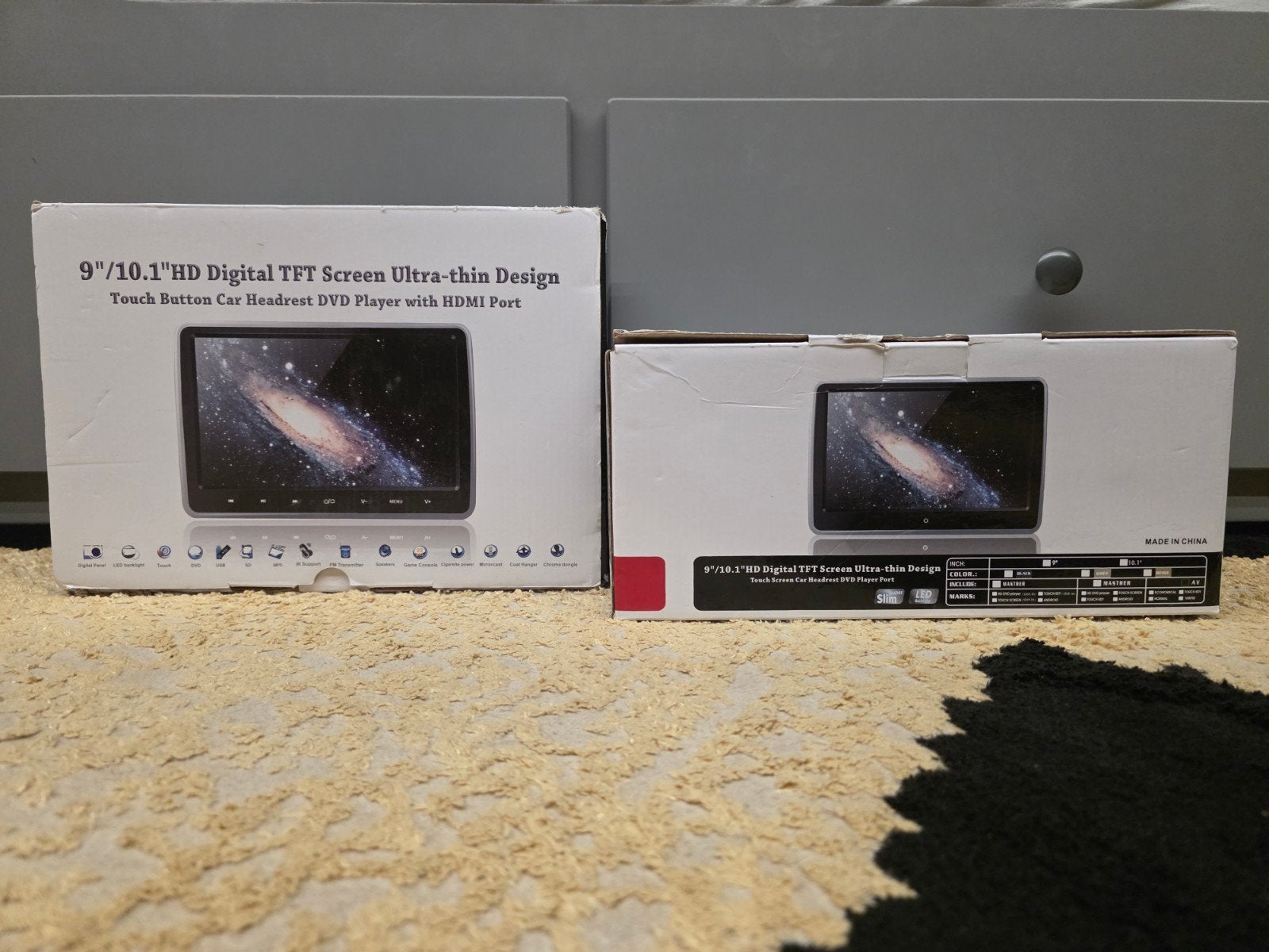 2x 9"/10.1" HD Digital TFT Scherm Auto Hoofdsteun DVD Speler, Auto diversen, Ophalen of Verzenden, Zo goed als nieuw