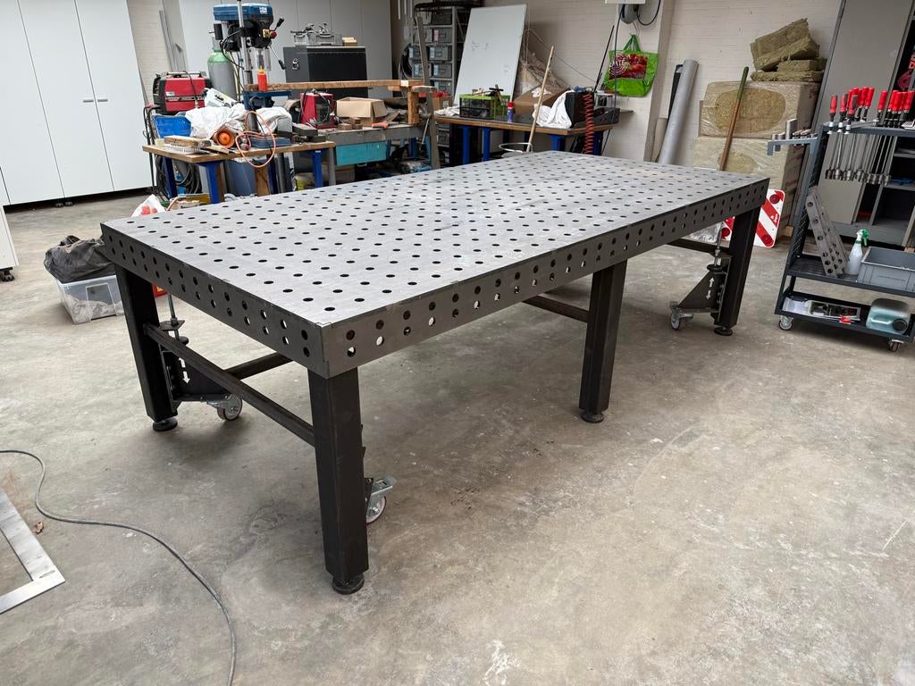 Professionele lastafel met wielen en verstelbare poten, Doe-het-zelf en Verbouw, Ophalen of Verzenden, Zo goed als nieuw, 170 cm of meer