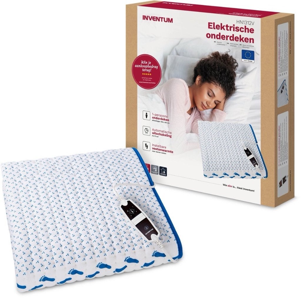 Inventum HN1312V Elektrische Onderdeken 150x80 cm, Huis en Inrichting, Eenpersoons, Wit, Katoen, Ophalen of Verzenden