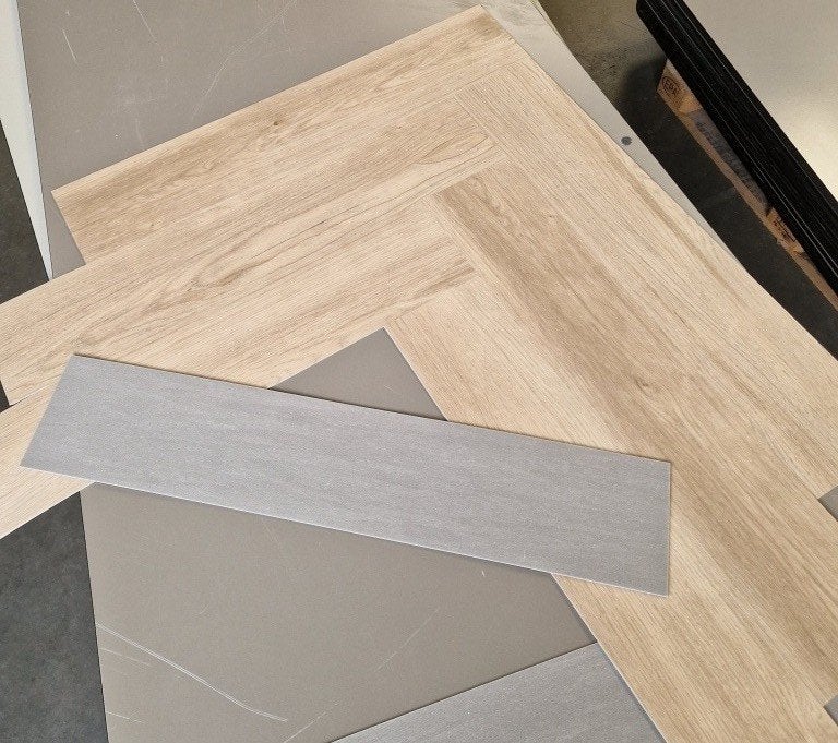 59 m² Restpartij Visgraat Plak PVC Otium Lux 94637., Huis en Inrichting, Ophalen, Beige, Nieuw, 50 tot 75 m²