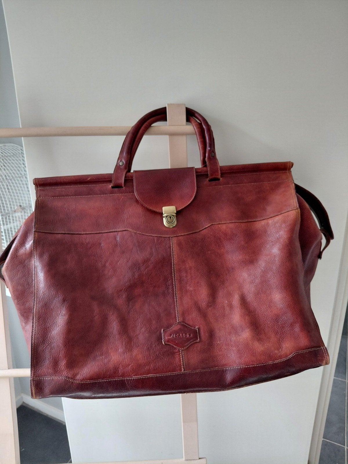 Picard Leren Reistas / Weekendtas - Vintage, Ophalen, 40 tot 60 cm, Gebruikt, 20 tot 30 cm