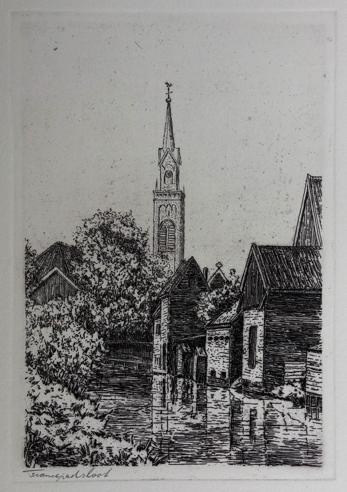 Fransepadsloot Zaandam - Nic de Carpentier, Ophalen of Verzenden, Stadsgezicht, Ets, 1900 - 1949