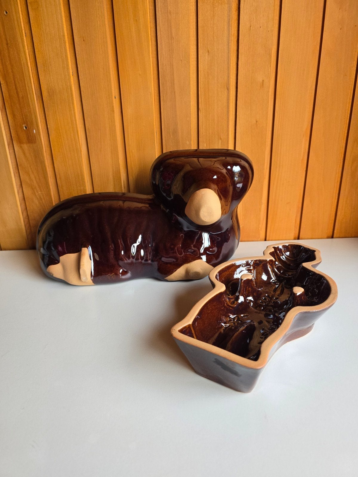 Vintage Tsjecho-Slowaakse Keramiek Bakvormen – Lam & Man, Antiek en Kunst, Ophalen of Verzenden