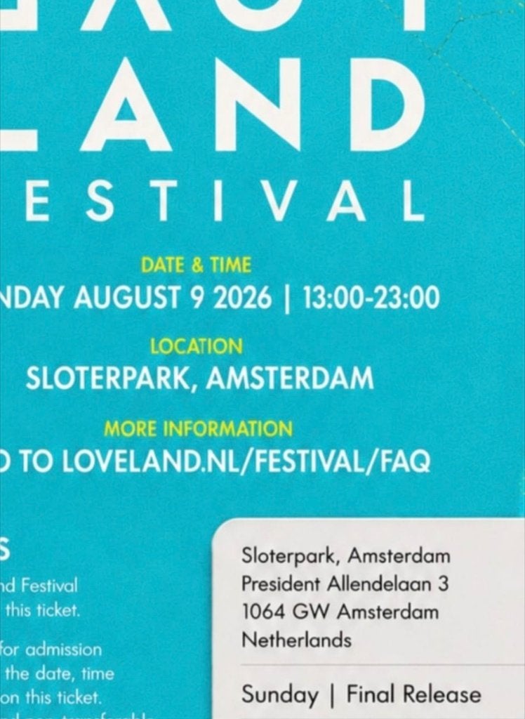 Loveland zondag ticket 1x, Eén persoon, September