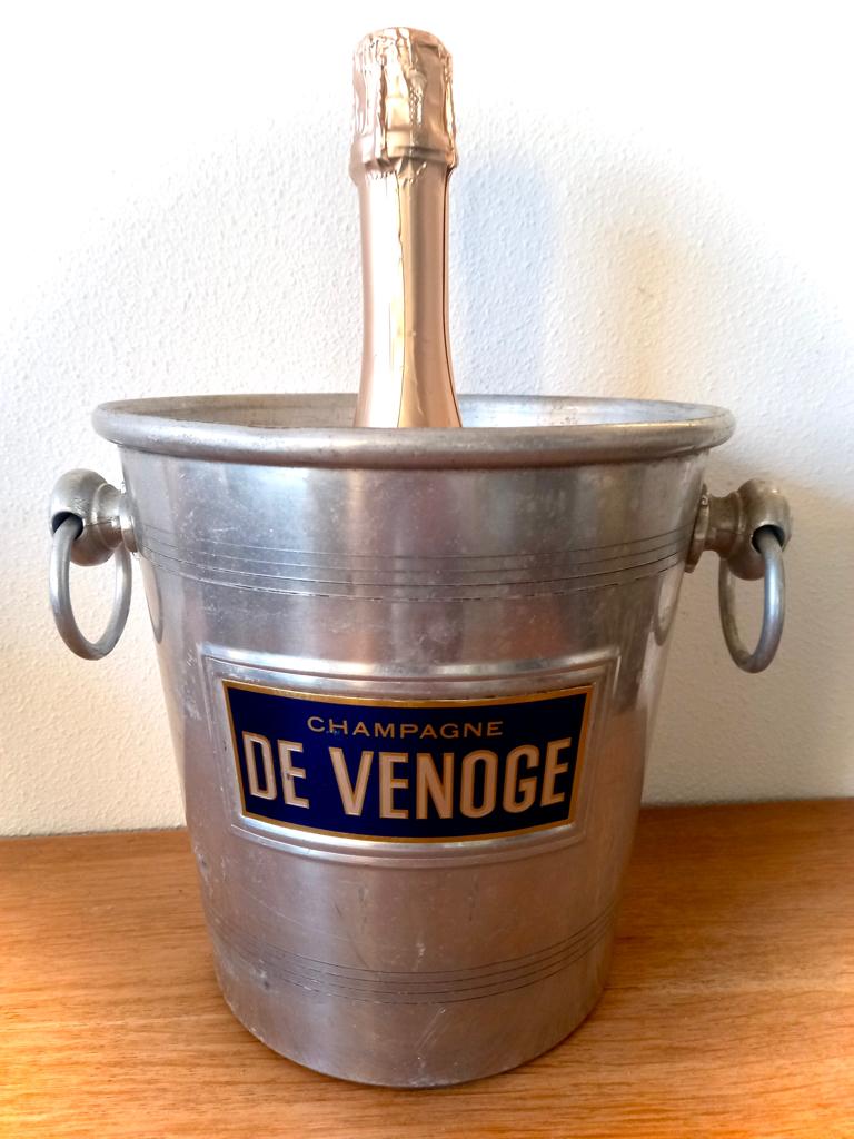 Vintage wijnkoeler champagne koeler ijsemmer De Venoge, Flessenkoeler, Gebruikt, Ophalen of Verzenden, Metaal