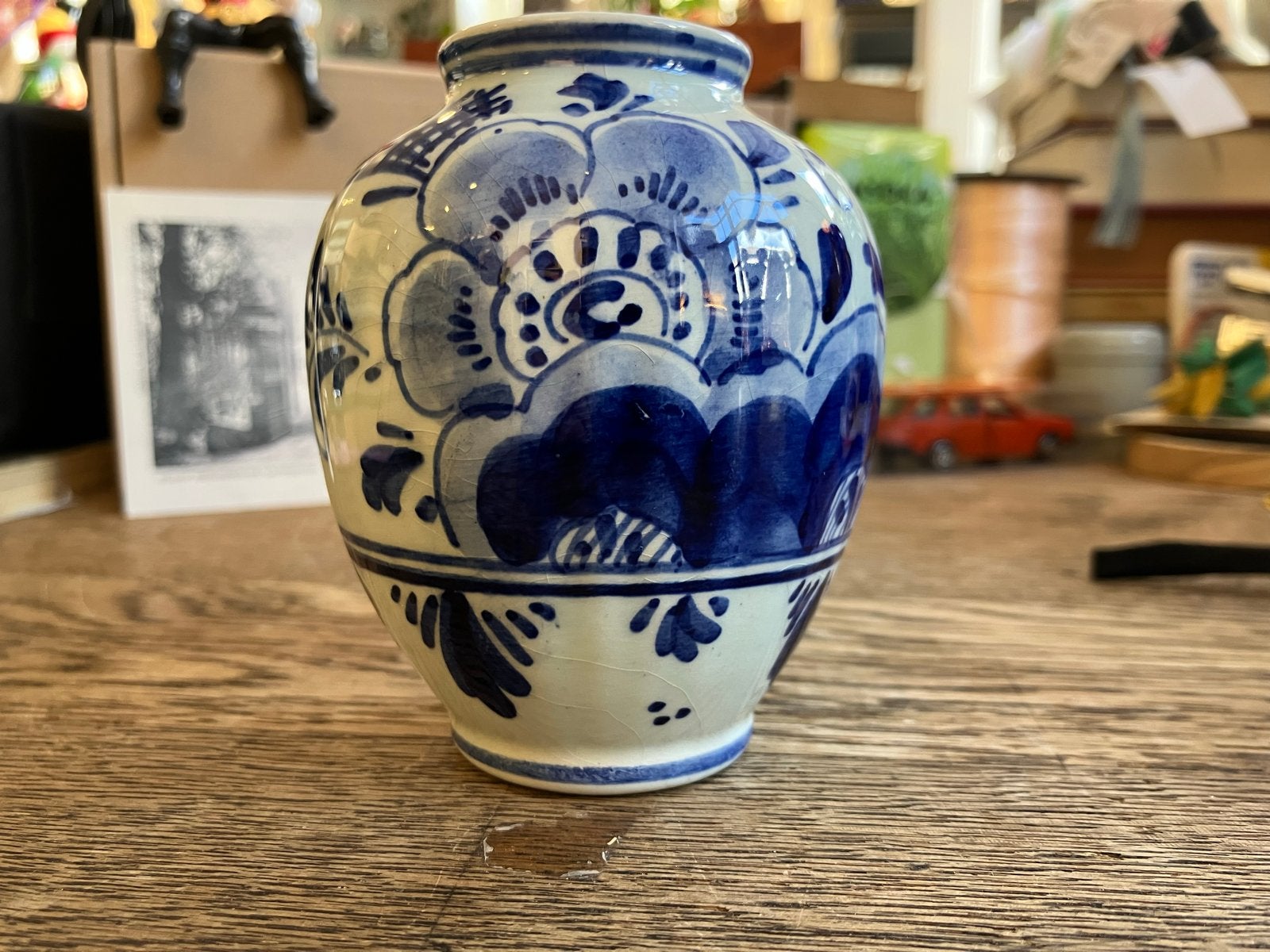 Antieke Delfts Holland vaasje, handgeschilderd, Ophalen of Verzenden