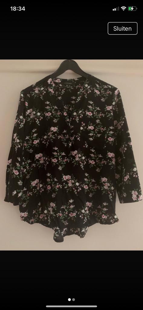 Gebloemde blouse, Verzenden, Zo goed als nieuw, Maat 38/40 (M), Zwart