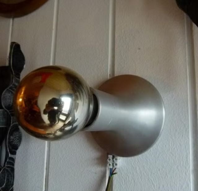 vintage space age alu plafond/wandlampen  per stuk, Ophalen, Gebruikt, Metaal, Space age