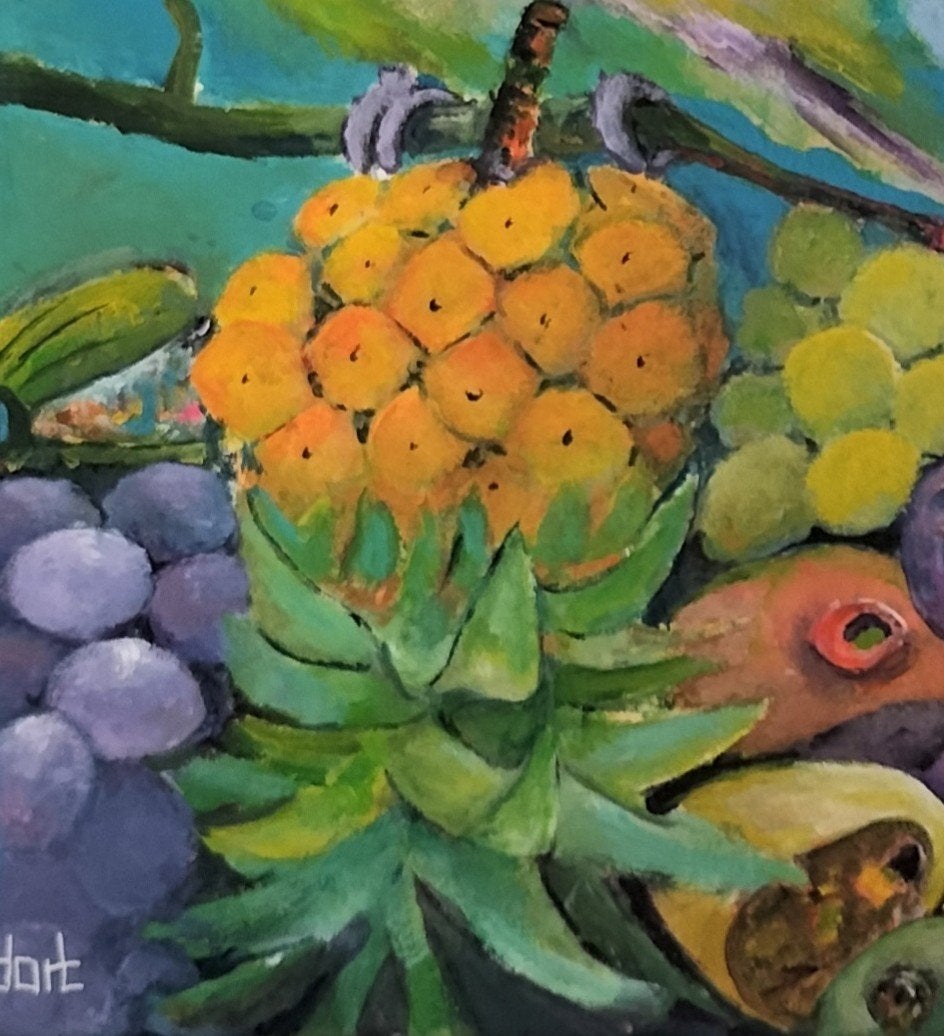 #Vogel#schilderij#kaketoe#fruit#bloem-moderne#oude meester", Ophalen, Acrylverf, Gesigneerd, Dieren