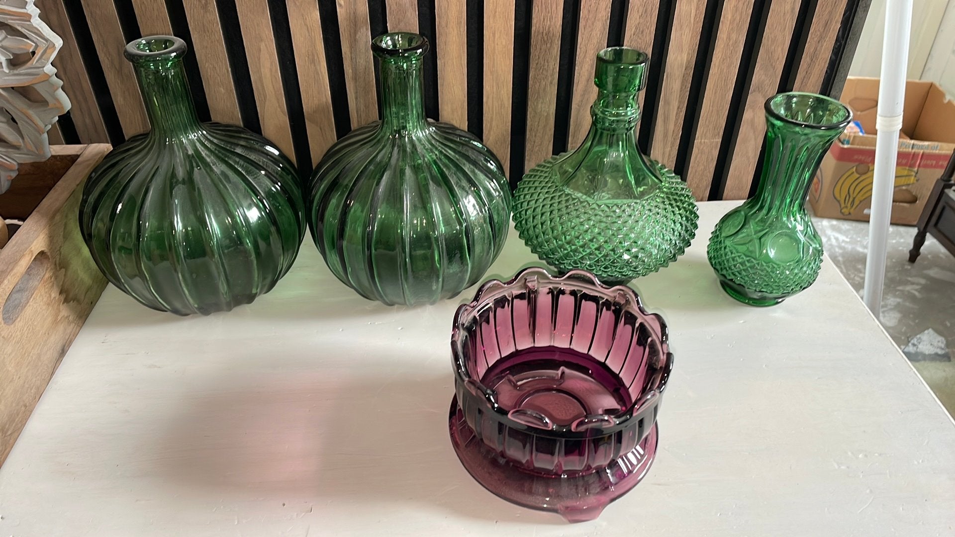 Empoli glas - decanteerder - karaf -vaas- amethist theelicht, Ophalen