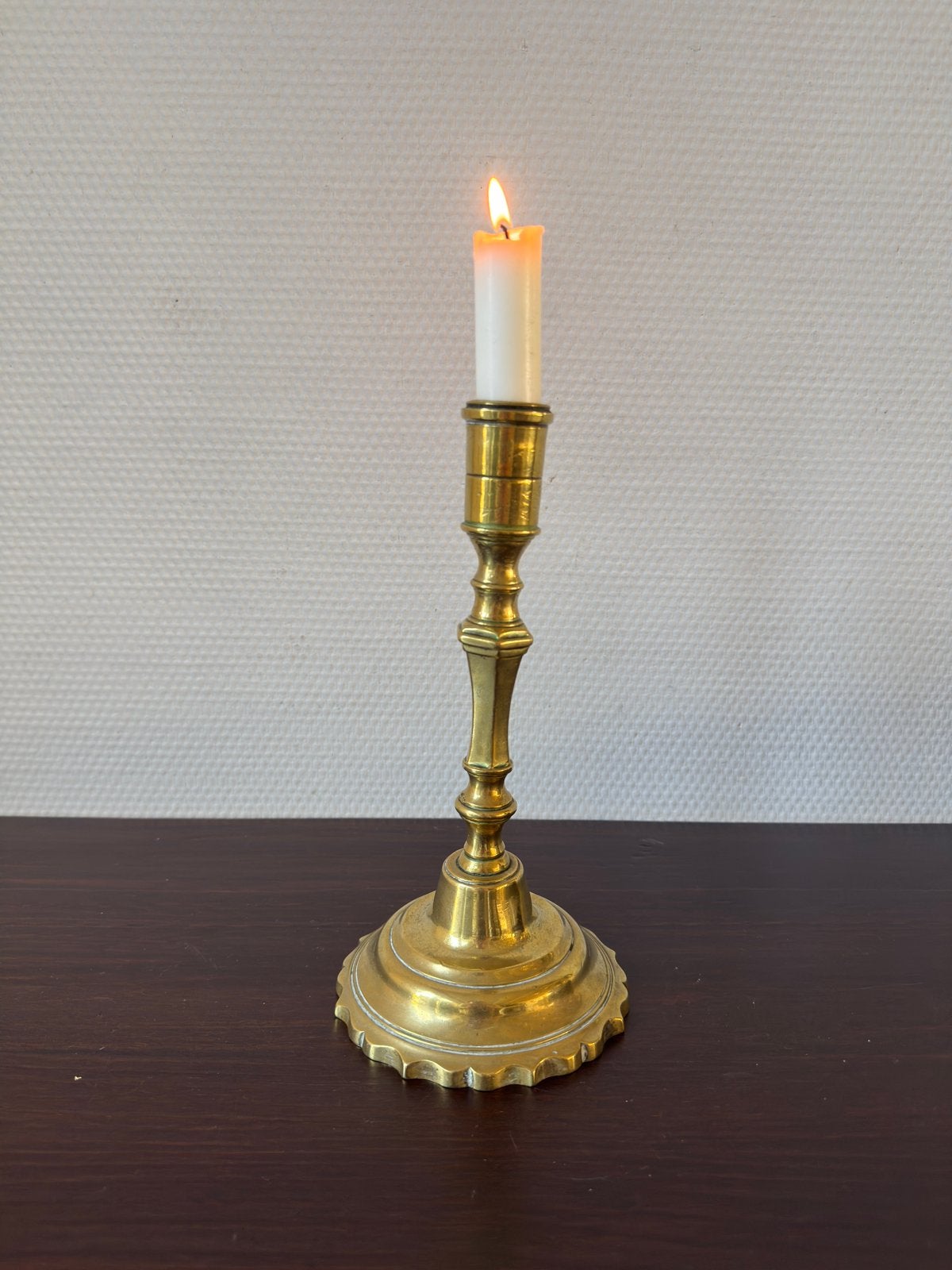 Koperen Antieke Kandelaar, Begin 1900, Goud, Kaarsenhouder, Ophalen of Verzenden, Koper of Brons