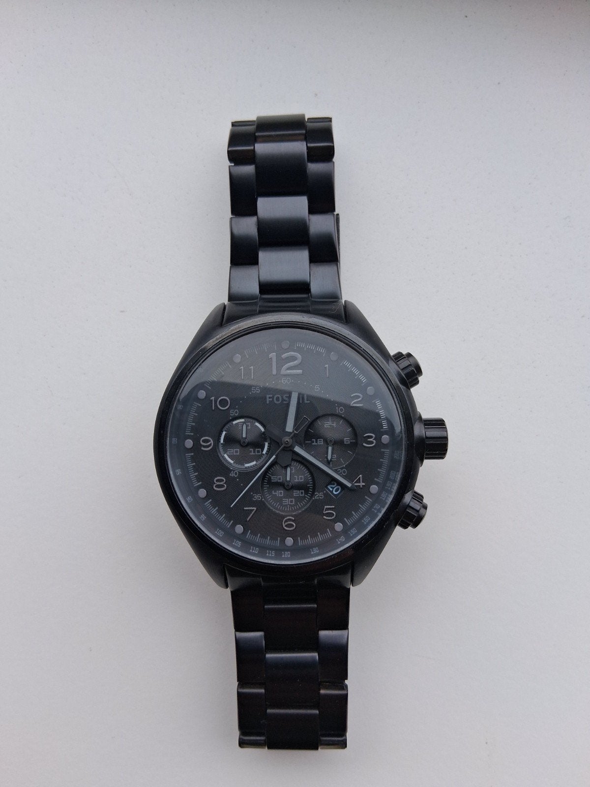 Fossil Horloge CH-2803 Zwart Heren Chronograaf, Overige merken, Staal, Gebruikt, Staal