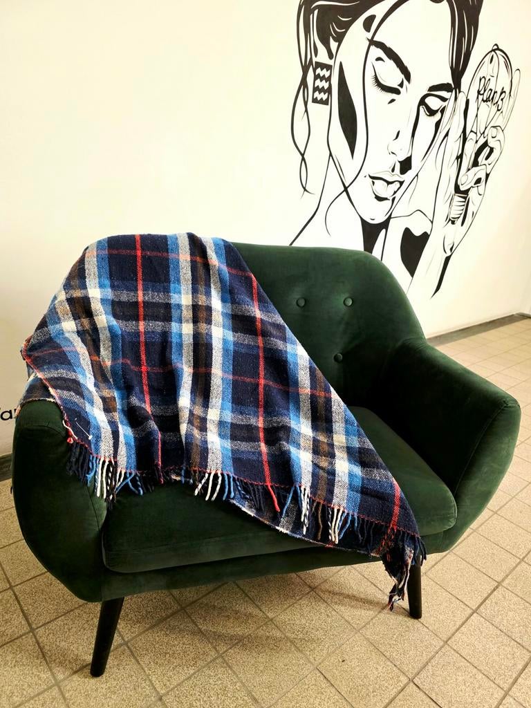 9616: Vintage Faribo Plaid Wool Blanket / Throw, Ophalen of Verzenden, Gebruikt