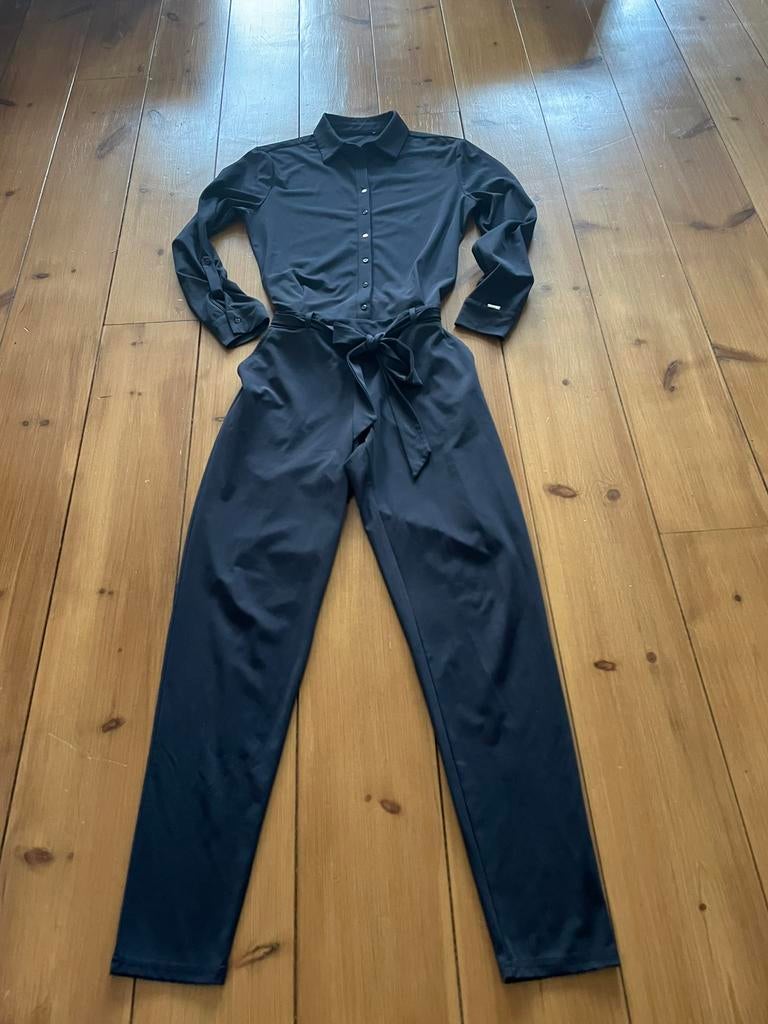 Mooie blauwe travelstof jumpsuit Jacky Luxury, maat 40/42, Ophalen of Verzenden, Zo goed als nieuw, Maat 38/40 (M), Blauw