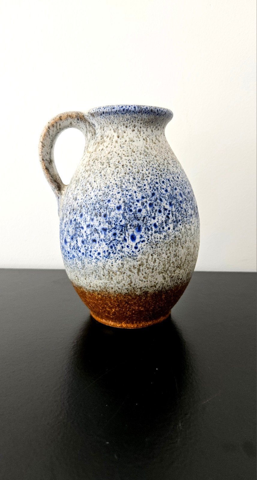 Jasba Vintage Vaas - Bruin met Blauwe Spikkels, Antiek en Kunst, Ophalen