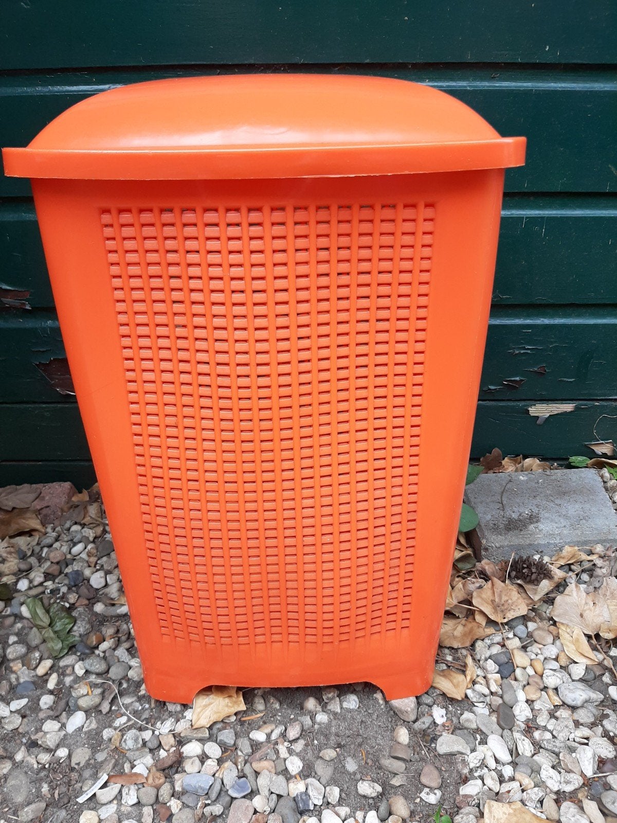 Vintage oranje wasmand met deksel - Sylva 3450 Uni, Ophalen, Gebruikt