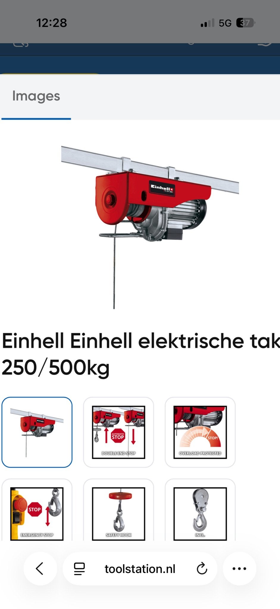 Einhell elektrische takel 250/500kg met zwenkarm, Ophalen of Verzenden, Gebruikt, Elektrisch