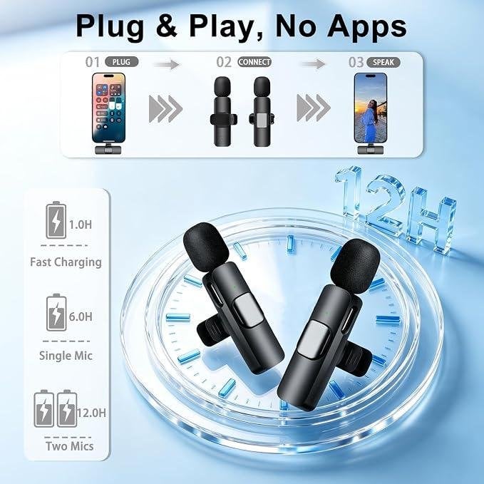 Draadloze Lavalier Microfoon voor iPhone iPad & Android New, Overige modellen, Geen camera, Nieuw, Ophalen of Verzenden