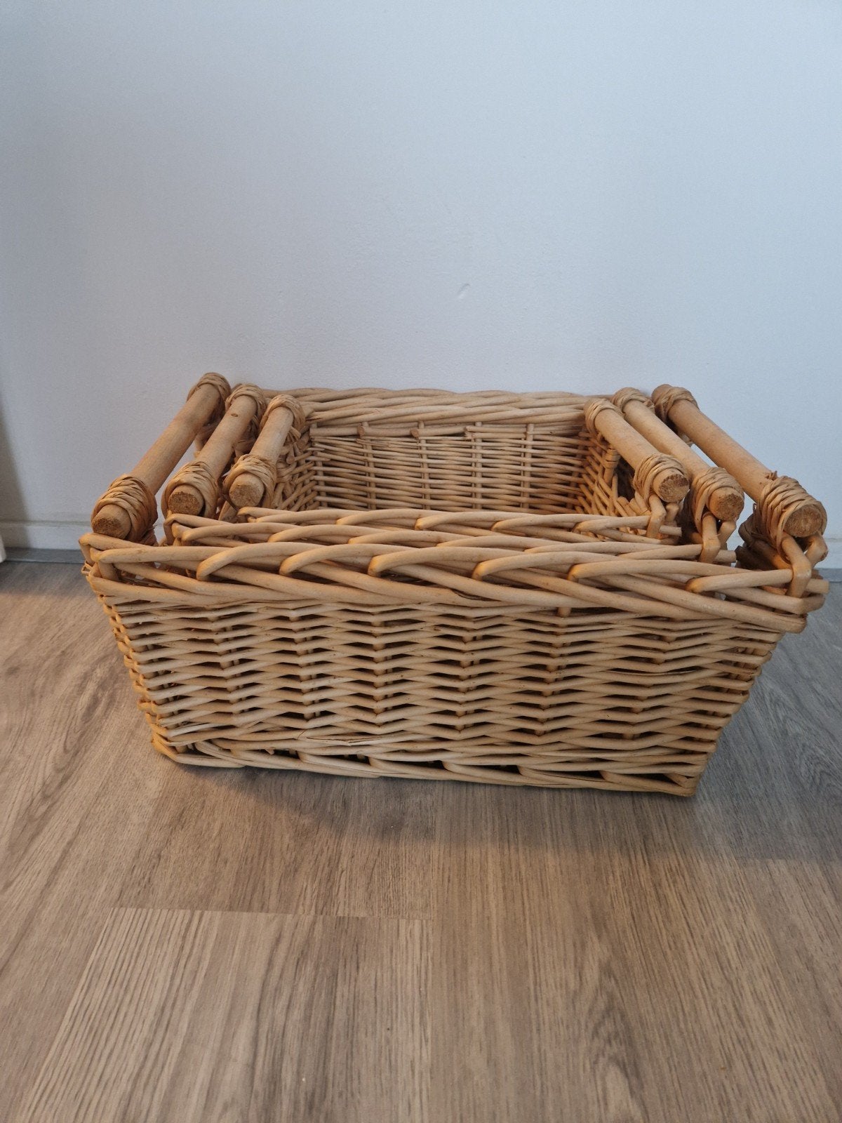Set van 3 rieten manden met handvatten, Ophalen, Met handvatten, Mand, Zo goed als nieuw
