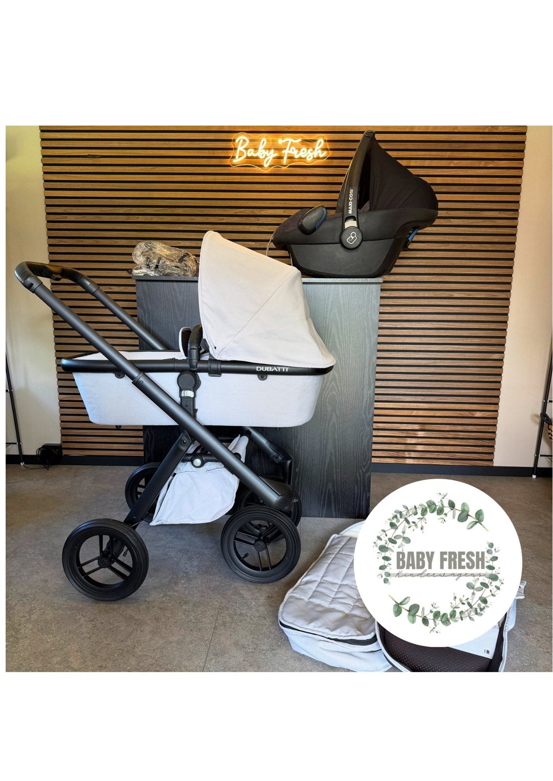 3-1 SET: DUBATTI GREY + ACCESSOIRES & MAXI • NIEUWSTAAT! ✨, Kinderen en Baby's, Kinderwagens en Combinaties, 7462EP, Verstelbare duwstang