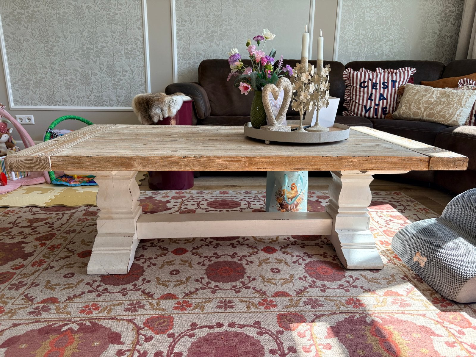 Robuuste salontafel Amanda, Ophalen, Gebruikt, 100 tot 150 cm, Landelijk