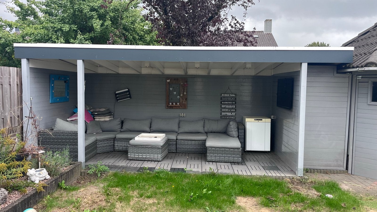 Tuinhuis met overkapping, Tuin en Terras, Ophalen, Tuinhuis, 1 raam, 500 cm of meer